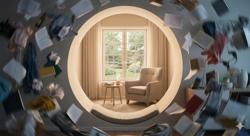 Environmental Wellness A calm room in the center of a chaotic storm