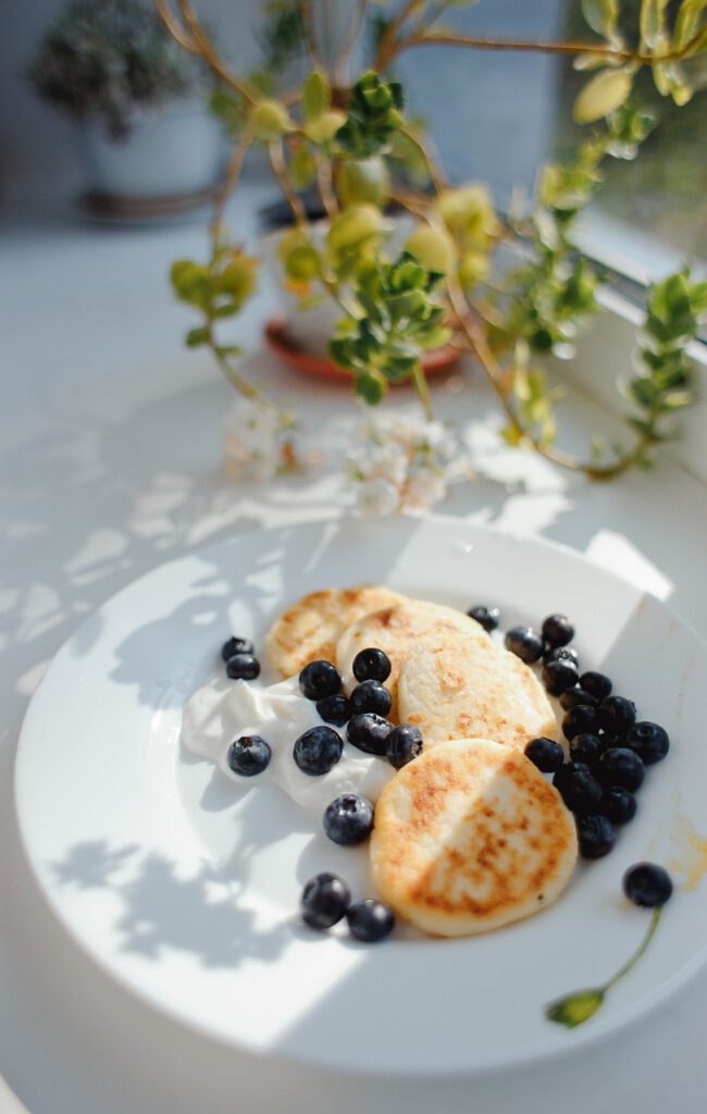 pancake brunch with blueberries